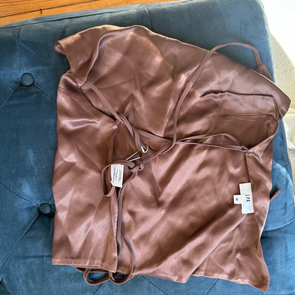 LPA chocolate brown silk top